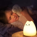 ZKLiLi Cat Night Light for Kids,Cute Night Lamp for Nursery,Squishy Silicone Cat Touch Lights Portable, Gift for Birthday and Christmas for Kids Baby Children