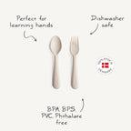mushie Flatware Fork and Spoon Set For Kids | Made in Denmark (Smoke)