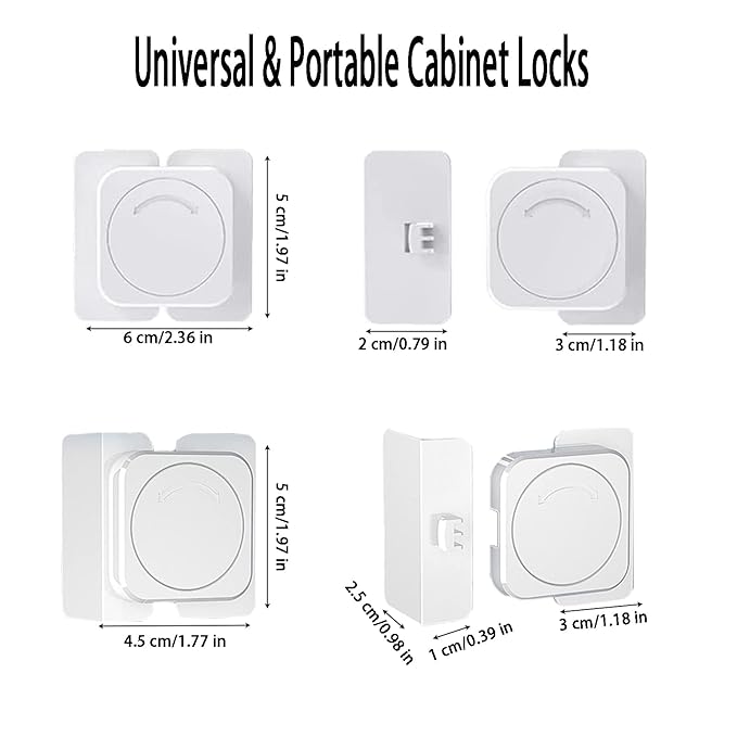 Cabinet Locks(12-Pack) for Babies, Kids and Toddlers Proofing Cabinet Child, safety Locks Suitable for Cabinets, Drawer and Refrigerator with Easy Installation (White) (8 Flat Lock+4 Right Angle Lock)