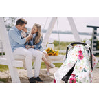 TANOFAR Car Seat Cover Baby, Carseat Covers Baby Boy Girl, Peekaboo Opening Infant Car Seat Cover for Winter, Warm & Cozy, Watercolor Floral