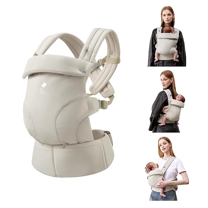 Bc Babycare CocoonGo Baby Carrier – CloudTouch Soft & Ergonomic Baby Carrier for 7–44 lbs | Easy to Wear, Adjustable Fit, Travel-Ready, Machine Washable (Light Beige)