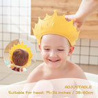 Baby Shower Cap Shield, Shower Cap for Kids, Visor Hat for Eye and Ear Protection for 0-9 Years Old Children, Cute Crown Shape Makes the Baby Bath More Fun(Yellow)