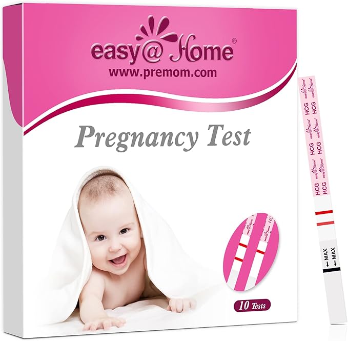 Easy@Home Pregnancy Test Strips Kit: 10 Pack hCG Test Strips - Early Detection Home Pregnancy Strips Bulk