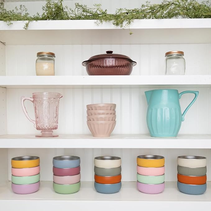 Monkey Proof™ Non-Toxic Stainless Steel Child Bowl 5” with Non-Slip Silicone Shell, (Set of 4 bowls) Unbreakable, Mess Free Feeding for Babies, Toddlers, Kids, BPA free (Sage Green)