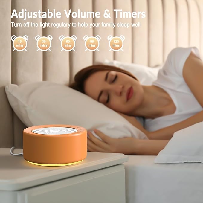 Nursery Lamp with Sound Machine, Mood Lighting, 7 Colors Night Light, 30 Soothing Sounds, White Noises for Baby, Adults. Timer, Plug in, Memory Function, Touch Control