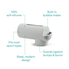 Munchkin® Soft Spot™ Bath Spout Cover for Baby, Bathtub Guard with Built-in Bubble Bath Dispenser, Silicone, Grey
