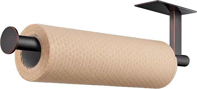 KOKOSIRI Paper Towel Holder Self-Adhesive Bar Under Cabinet, No Drilling for Kitchen Towel Oil Rubbed Bronze Stainless Steel Wall Mounted Rack, B3013ORB