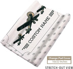 Personalized Baby Crib Bedding Set, Custom Name Glider Balloon Pattern Nursery Bedding Set 3 Pcs, Baby Blanket Fitted Crib Sheet Changing Pad Cover, Personalized Nursery Decor Gift for Newborns Boys