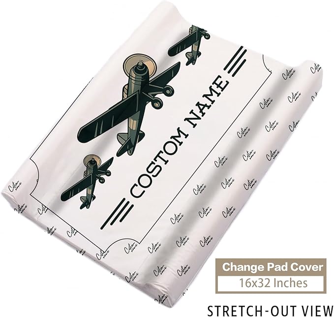 Personalized Baby Crib Bedding Set, Custom Name Glider Balloon Pattern Nursery Bedding Set 3 Pcs, Baby Blanket Fitted Crib Sheet Changing Pad Cover, Personalized Nursery Decor Gift for Newborns Boys