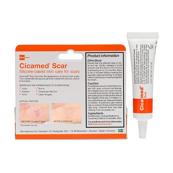 Silicone Scar Gel - Works with Tape - Advanced Cream for Surgical Scars, C-Section, Burns, Keloids, and Acne Marks - 0.5 oz (15g)