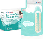 Breastmilk Storage Bags(50 Count)，8oz Milk Storage Bags for Breastfeeding，BPA Free with Easy Pour Spout, Self Standing, for Refrigeration and Freezing Blue