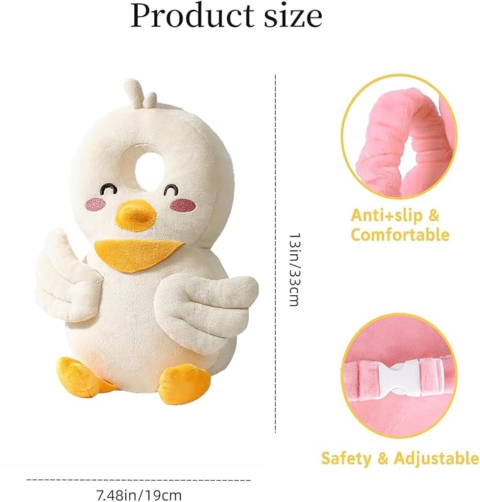 Baby Walker Head Protector Backpack Wear,Toddler Adjustable Baby Head Protection Backpack for Safety Baby Learning Walking Crawling (Duck)