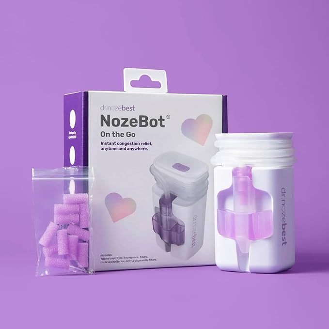 Dr. Noze Best - NozeBot | Electric Baby Nasal Aspirator | Hospital Grade Suction | Nose Sucker and Nasal Vacuum | Safe for Infants and Toddlers (On The Go - Mild Congestion)