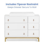GAP babyGap Legacy 6 Drawer Dresser with Leather Pulls and Interlocking Drawers - Greenguard Gold Certified, Bianca White/Natural