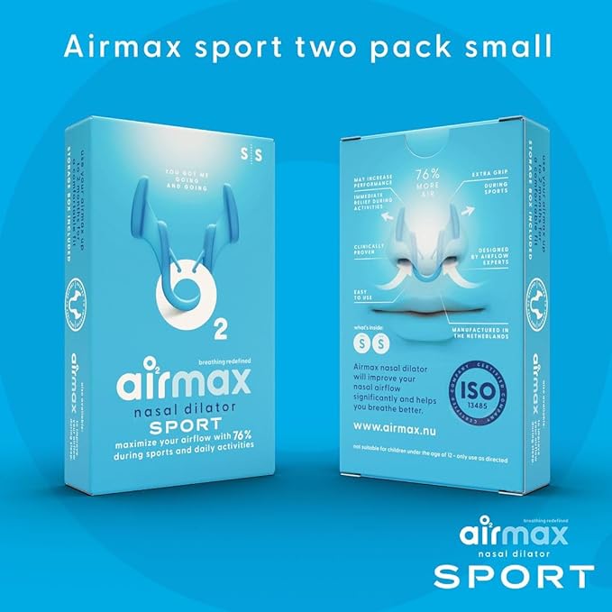 Airmax Unisex Sport Nasal Dilators Two-Pack - Easy, Safe, and Comfortable Breathing Aid - Improves Airflow - Transparent - Small