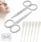 6 PCS Nasal Hair Cutter & 2 PCS Facial Hair Small Grooming Scissors for Men Women - Double-Sided Nostril Hair Remover Tool with 360° Rotating Blade, Nose Hair Trimmer & Eyebrow Scissors