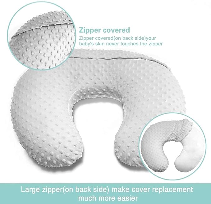 iEvolve Minky Nursing Pillow Cover Breast Feeding Pillow Cover Slipcover U Shape for Baby Boy Girl,Cover Only(Navyblue)