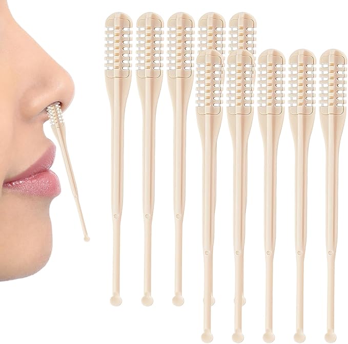 10pcs Nasal Hair Cutter,Manual 360° Rotating Nose Hair Trimmer,2 in 1 Nose Hair Cutter with Earpick,Portable Manual Nosal Hair Trimmer for Women Men