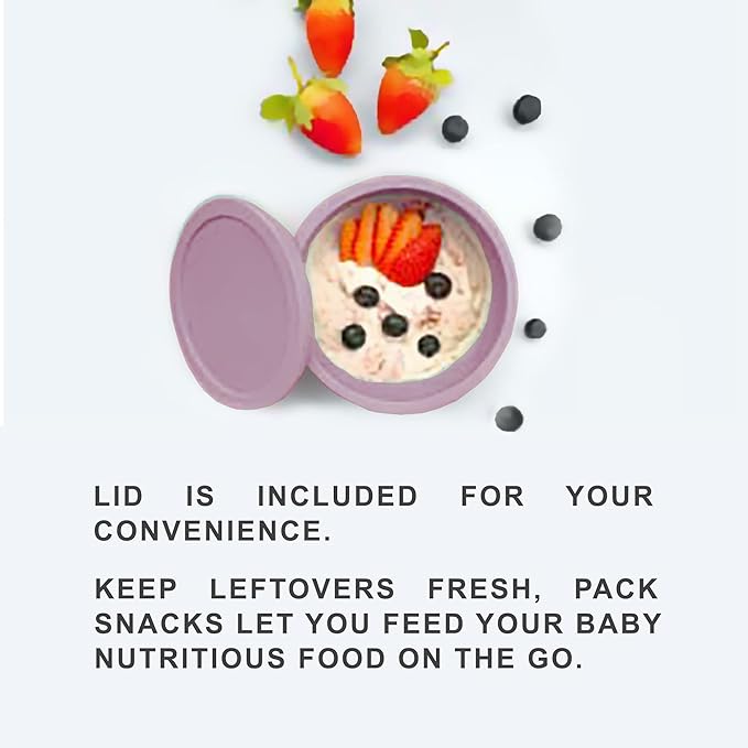 Octopod Silicone Baby Suction Bowl W/Lid - Toddler & Baby Bowls, Baby Food Containers, Spill Proof Bowls For Toddlers, Suction Baby Bowls W/Lids, Food Grade Silicone Bowls For Babies (Lavander Pink)
