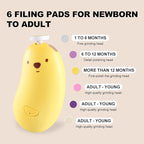 Baby Nail File Electric, Gentle Rechargeable Nail Trimmer, Baby Nail Clippers Grooming Kit Manicure Set for Infant Toddler or Adults, 6 Grinding Head Replacement Pads Yellow