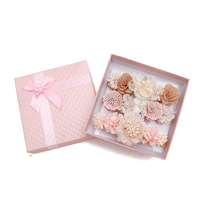 Baby Girl Nylon Headbands Flower Hair Bows Accessories-Elastic Hair Band Crown Handmade FLoral Wraps Birthday Gifts for Girls Newborn Infant Toddler 3Pcs