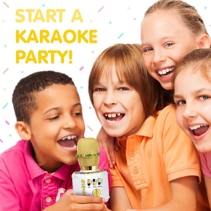 Move2Play, Kids Karaoke Microphone | Includes Bluetooth & Pre-Loaded Songs | Birthday Girls Present for All Ages, 2, 3, 4, 5+ Year Old Girls, Boys & Toddlers (Graffiti)