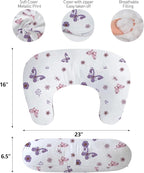 Little Grape Land New Nursing Pillow for Breastfeeding, Larger Breast Feeding Pillow and Positioner with Removable Cover for More Support, Tummy Time Bottle Feeding Support Pillow, Purple Butterfly