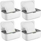 4 Pieces Wipes Dispenser Baby Wipes Case Container Case Wet Wipe Holder with Sealing Design Refillable Baby Wipe Dispenser Easy Open and Close (Gray)