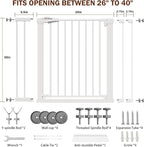 Mumeasy 36" Extra Tall Baby Gate for Stairs and Doorways, 26-40" Auto Close Dog Gate Indoor, Easy Install Pressure Mounted Pet Gate, Safety Baby Gates with Door for Child and Pets