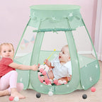 Baby Ball Pit Tent with 50 Balls - For Toddlers, Pink/White/Gray Princess Playhouse with Carry Bag, 109x90cm