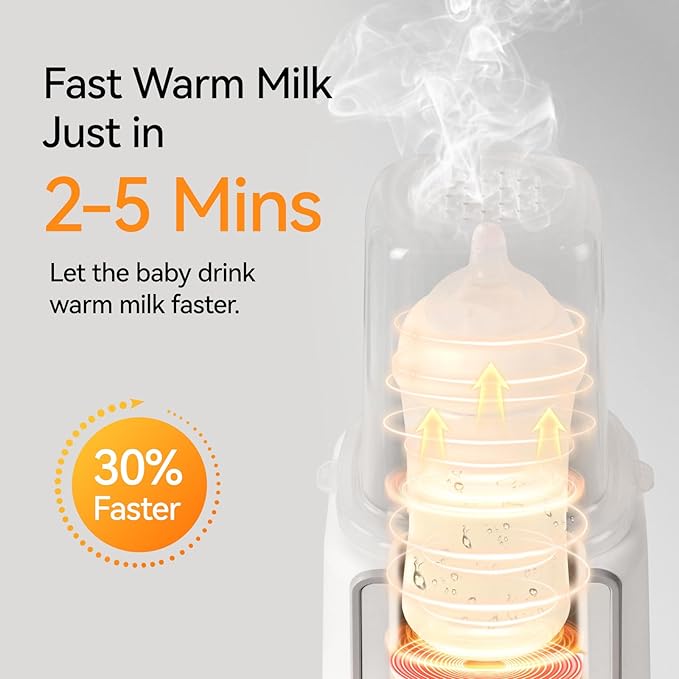 Baby Bottle Warmer for Breast Milk with Timer & Night Light, 11-in-1 Milk Warmer for Baby Bottles, 48H Keep Warm, BPA-Free Fast Heating with Adjustable Temperature for Glass/PPSU Bottles