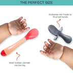 Grabease Baby Feeding Utensils Set - Ergonomic Grip for Self-Feeding - Anti-Choke Collar & Toddler Cutlery Safety - Dishwasher Safe & Travel-Ready Baby Feeding Set - Gray, Pack of 1