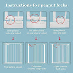 WAOWAO Triple Lock 49.21-66.54" Baby Gate Extra Wide Pressure Mounted Walk Through Swing Auto Close Safety White Metal Dog Pet Puppy for Stairs,Doorways,Kitchen