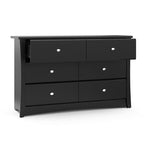 Storkcraft Crescent 6 Drawer Bedroom Dresser (Black) – GREENGUARD Gold Certified, Nursery Dresser for Kids Bedroom