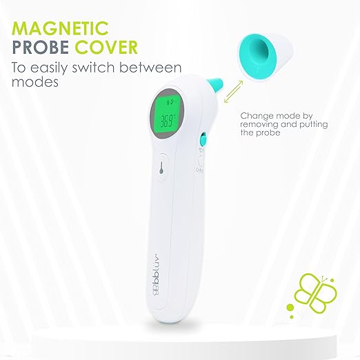 bblüv - Orä - Non-Contact Digital Infrared Thermometer, Ear Thermometer - 5 in 1 in LED Display, for Babies, Children, and Adults Tracking Fever Indicator – Fast 1 Second Temperature