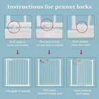 WAOWAO Triple Lock 77.17-84.65" Baby Gate Extra Wide Pressure Mounted Walk Through Swing Auto Close Safety White Metal Dog Pet Puppy for Stairs,Doorways,Kitchen