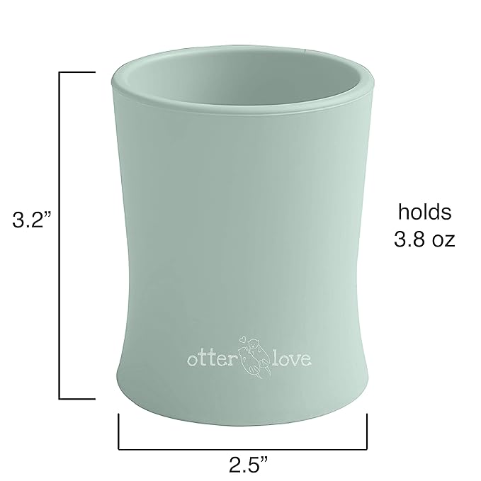 otterlove Silicone Baby & Toddler Training Cup - Pediatric OT Approved - 100% Platinum Pure LFGB Silicone - Unbreakable - Plastic Free - Tiny Cup Perfect for Baby Led Weaning (Sage)