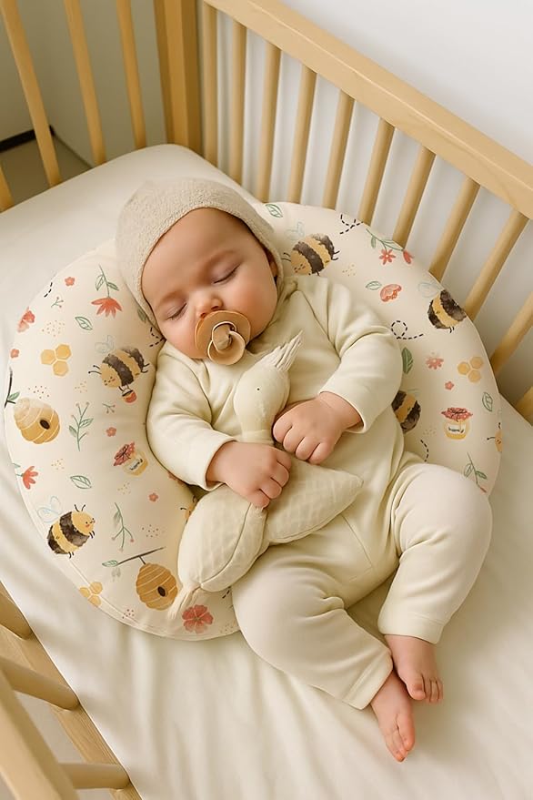 Nursing Pillow Covers 2 Pack, Breastfeeding Pillow Slipcovers Soft and Stretchy, Nursing Covers for Baby Girls Boys Newborn (Honeybee Dreams)