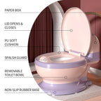 Potty Training Toilet, Realistic Potty Training Seat, Toddler Potty Chair with Soft Seat, Removable Potty Pot, Toilet Tissue Dispenser and Splash Guard, Non-Slip for Toddler& Baby& Kids