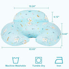 Nursing Pillow, Plus Size Ergonomic Design, Breastfeeding Pillows Support for Mom and Baby, Removable Cotton Cover, Machine Washable, Ice Blue