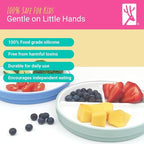 Elk and Friends Kids 7.8” Porcelain Divided Plates with Silicone Sleeves | Suitable for Babies/Kids/Toddlers | Microwave & Dishwasher Safe | Non Slip | Snack Dishes