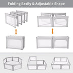 Foldable Baby Playpen, Shape & Size Adjustable Playpen for Toddler, 79x71 Large Play Pens Safety Mesh Foldable Playard for Babies, Portable Baby Fence Play Area Kids Play Pen, Grey
