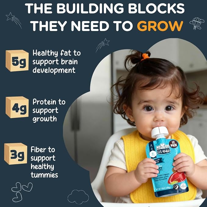 Li’l Hala Baby Food Pouches – Grass-Fed Roast Beef & Organic Veggies – Toddler Pureed Meals with Meat – Protein & Healthy Fats –No Sugar/Hormones – 6+ Months – 3.5 oz (12 Pack)