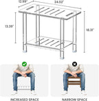 Sumerflos Acrylic Shower Bench for Inside Shower - 24.02" L x 12.99" W x 18.31" H Bathroom Shower Stool with Storage Shelf Heavy Duty (Hold Up to 400lbs) for Shaving Legs Waterproof Non-Slip