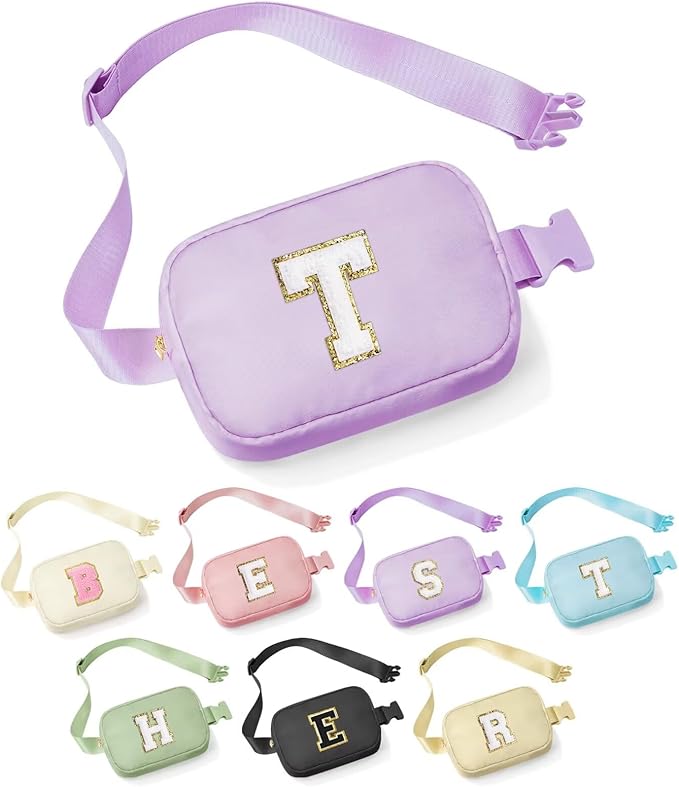 YOOLIFE Teacher Appreciation Gifts for Women - Gifts for Teacher, Teacher Retirement Gifts for Women Teacher Bag Teacher Gifts from Students, Initial Crossbody Bag Belt Bag T, Purple