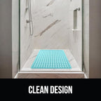 GORILLA GRIP Patented Square Shower Stall Mat, Small Bathtub Floor Mats for Stand Up Showers, Suction Cups and Drainage Holes, Machine Wash, Soft on Feet, Bathroom Accessories 21x21 Inch, Turquoise