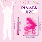 WERNNSAI Dinosaur Piñata - Watercolor Pink Dinosaur Piñata Birthday Piñata with Stick and Blindfold for Kids Birthday Party Game Classroom Activities Rose Dinosaur Themed Party Decors(16.1’’ x 12.4’’)