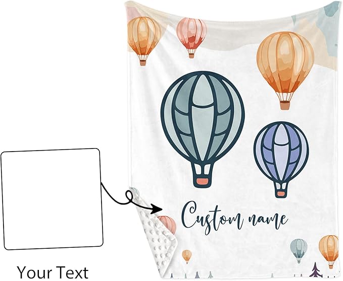 Personalized Baby Crib Bedding Set, Custom Name Hot Air Balloon Theme Nursery Bedding Set 3 Pcs, Baby Blanket Fitted Crib Sheet Changing Pad Cover, Personalized Nursery Decor Gift for Newborns Boys
