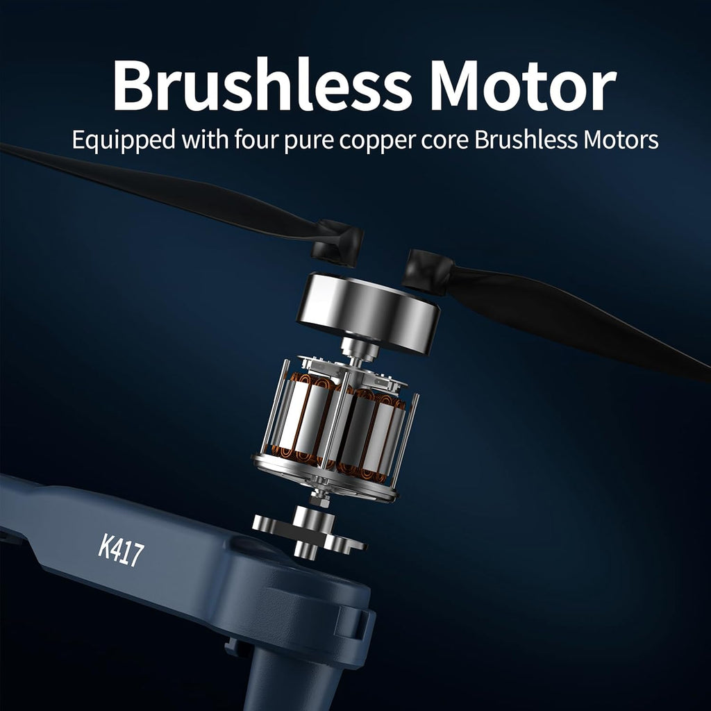 K417 Drone with Camera 1080P HD,Blue LED Lights AI Drones,90° Electric Adjustable with 2 Cameras for Adults,FPV Transmission,Remote Control Quadcopter with Altitude Hold for Beginners,Carry Case