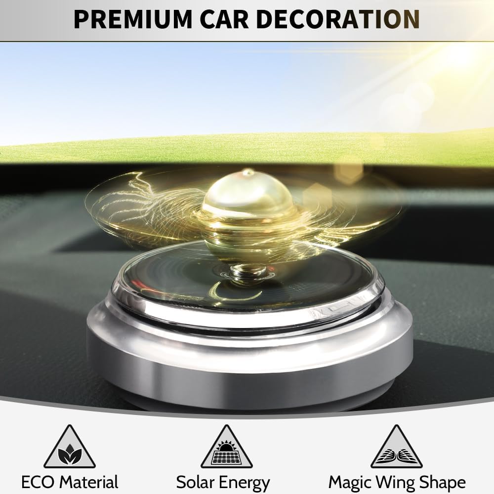 Golden Fidget Spinner Toy Solar Energy for Kids Adults, Car Dashboard Decoration Powered by Sunshine, Cool Science Kit Spinning Top with Solar Panels, Preimium Gift for Boyfriend Friend Men Women